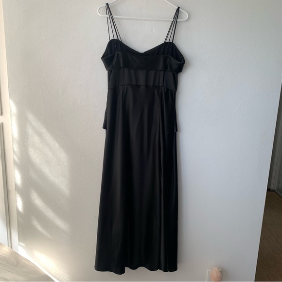 NWT Doen Donetta Satin Silky Sweetheart Strappy A Line Midi Gown Dress Black - Picture 13 of 16